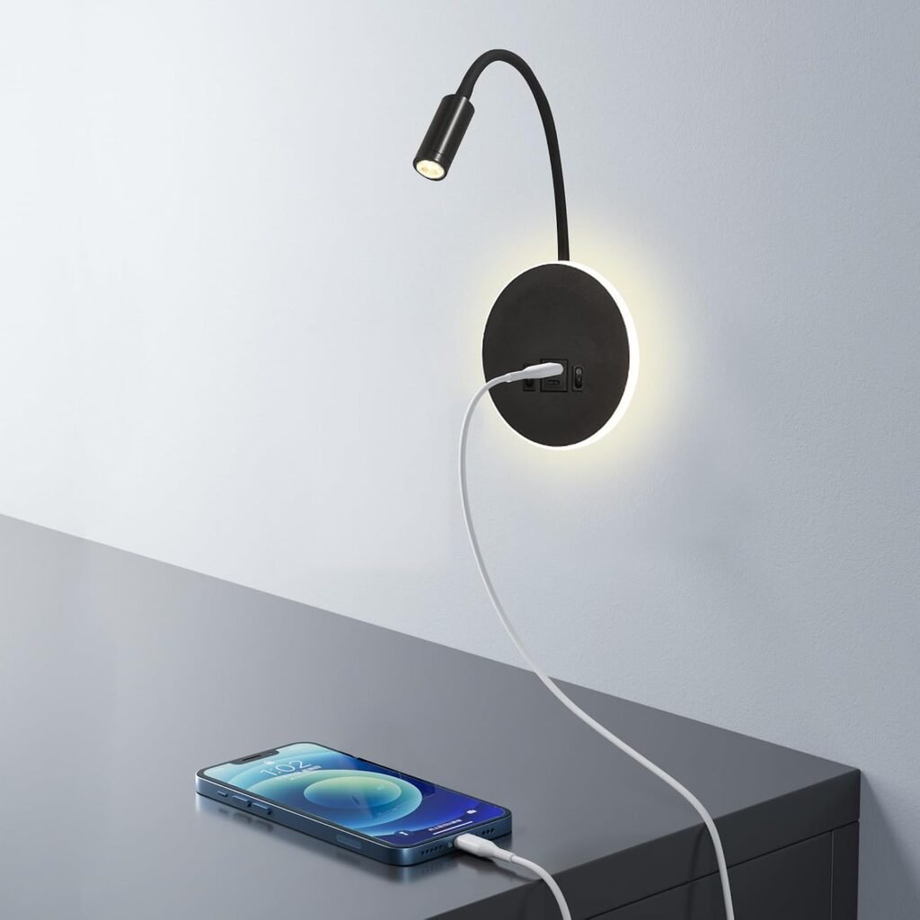LED Wandlamp - Leeslamp en Bedlamp - Verstelbare Spotlight - Warm Licht 3000K - 12W, 3W/9W Verlichting - Zwart