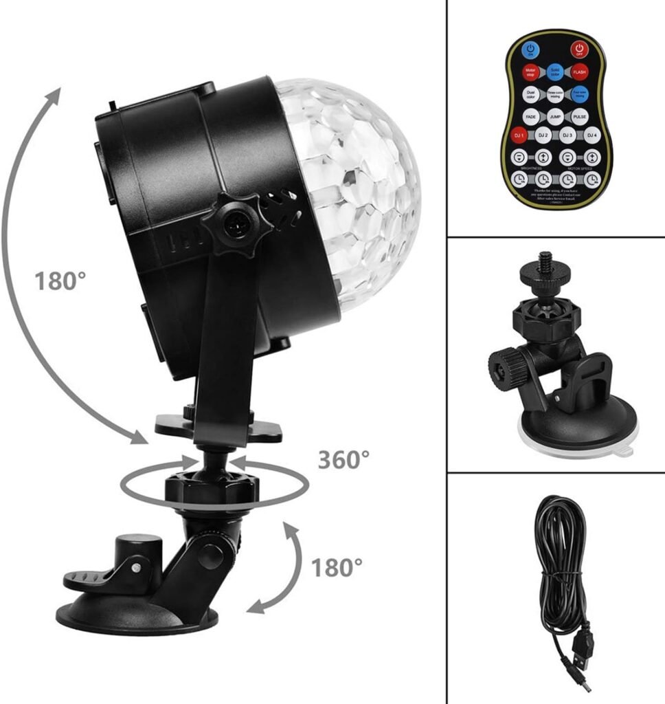 Oplaadbare LED discolamp met kleurverandering, muziekgestuurde modus en draadloze afstandsbediening