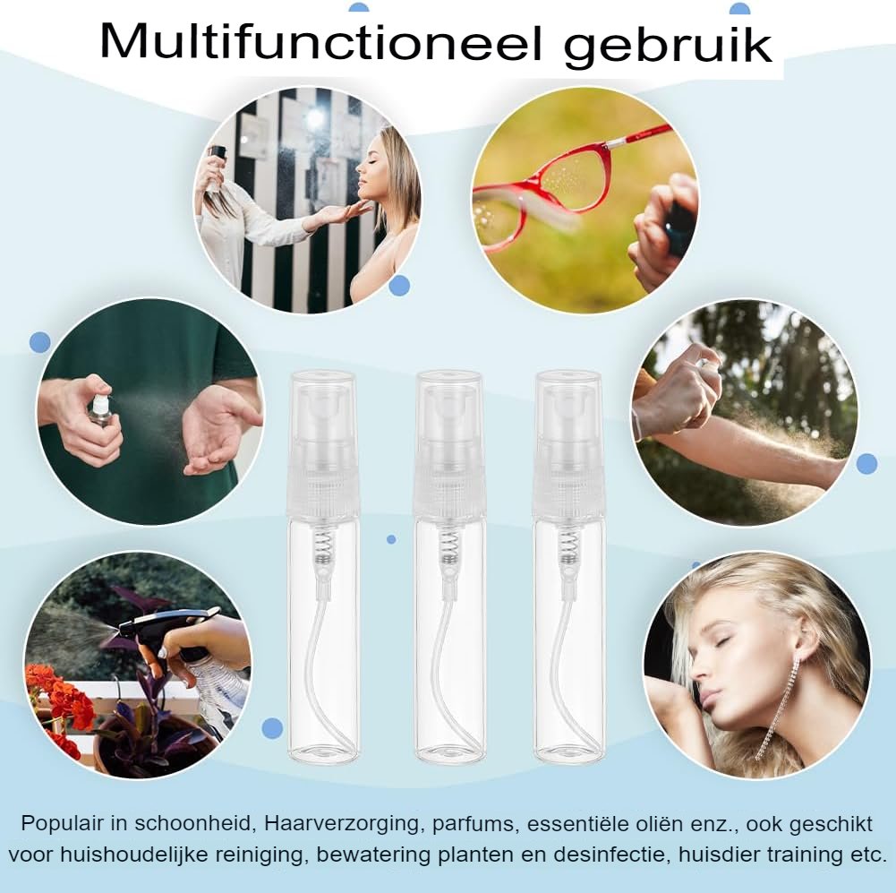 Hervulbare mini spuitflessen set met 30 transparante reisflesjes en etui