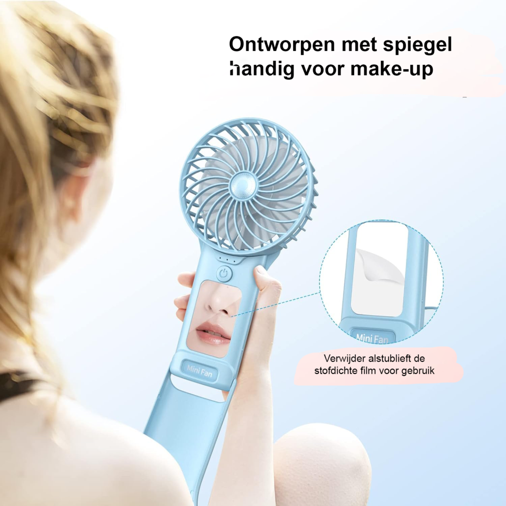 Oplaadbare handventilator met 2000mAh batterij en instelbare snelheden