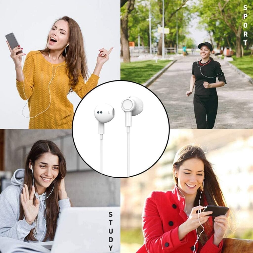 Bedrade in-ear oortelefoon met microfoon wit voor handsfree bellen