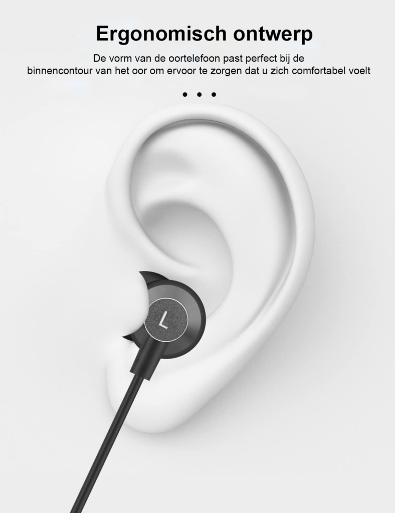 Bedrade zwarte in-ear oortjes met USB-C en in-line bediening