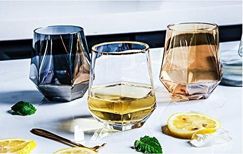 Set van 6 diamant whiskeyglazen, gekantelde tumblers van 300 ml voor bourbon en rum