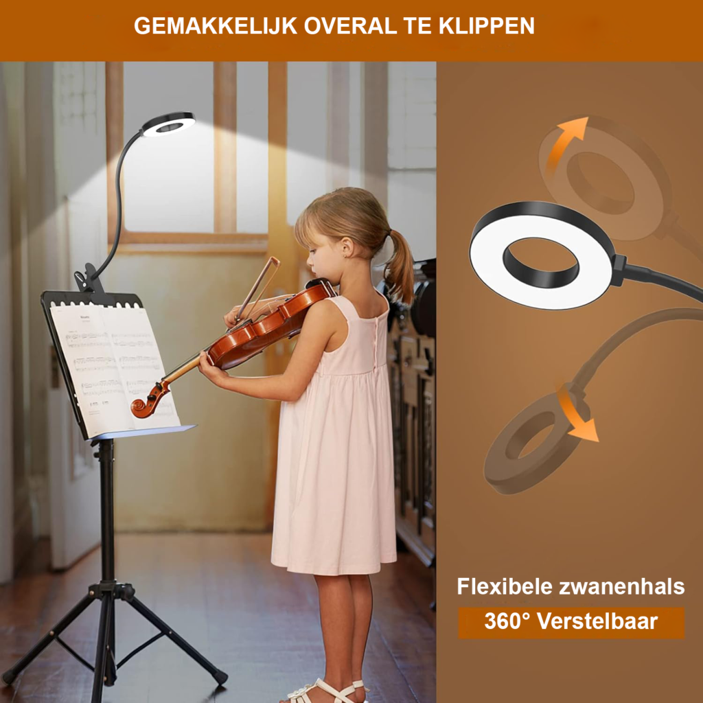 LED leeslamp met instelbare helderheid, oogbescherming en USB-oplader