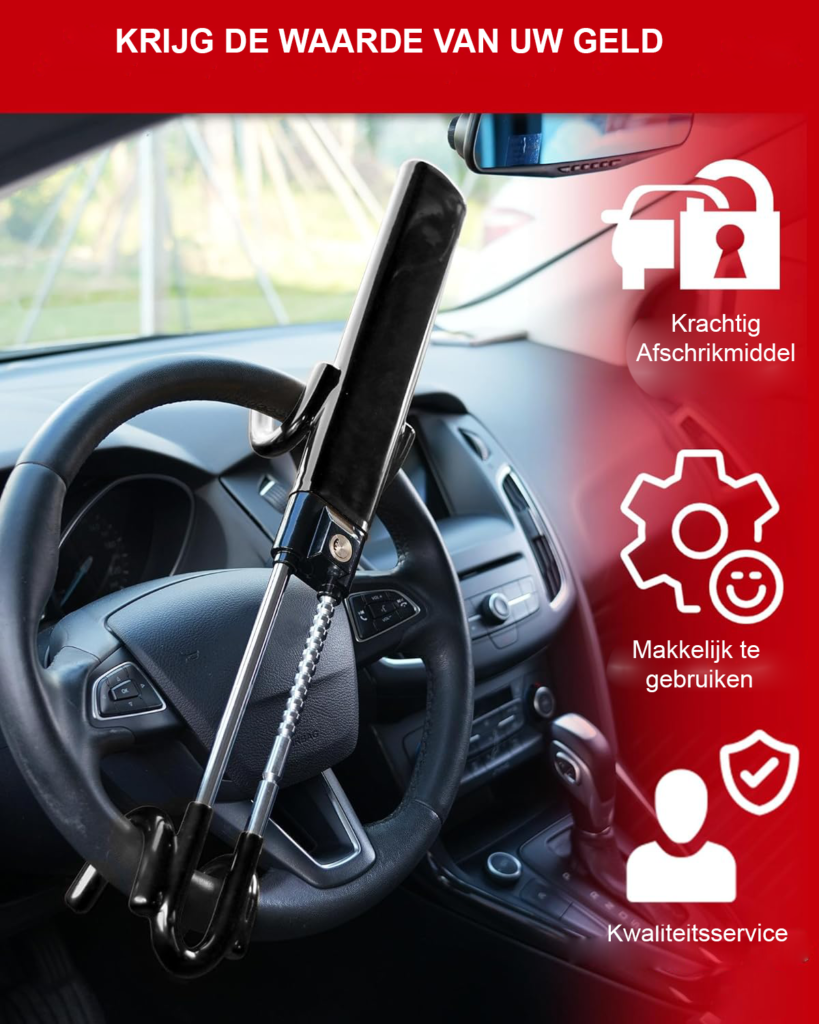 anti-diefstal stuurslot auto, verstelbaar auto-beveiligingsslot, diefstalpreventie