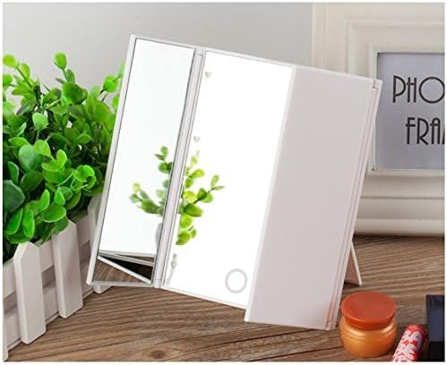 Staande make-upspiegel met LED-verlichting, draaibaar 360 graden, met standaard