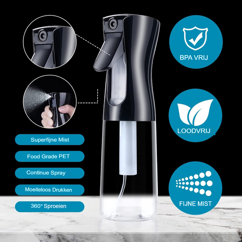 Transparante haarverstuiver 200 ml voor kappers en haarbevochtiging