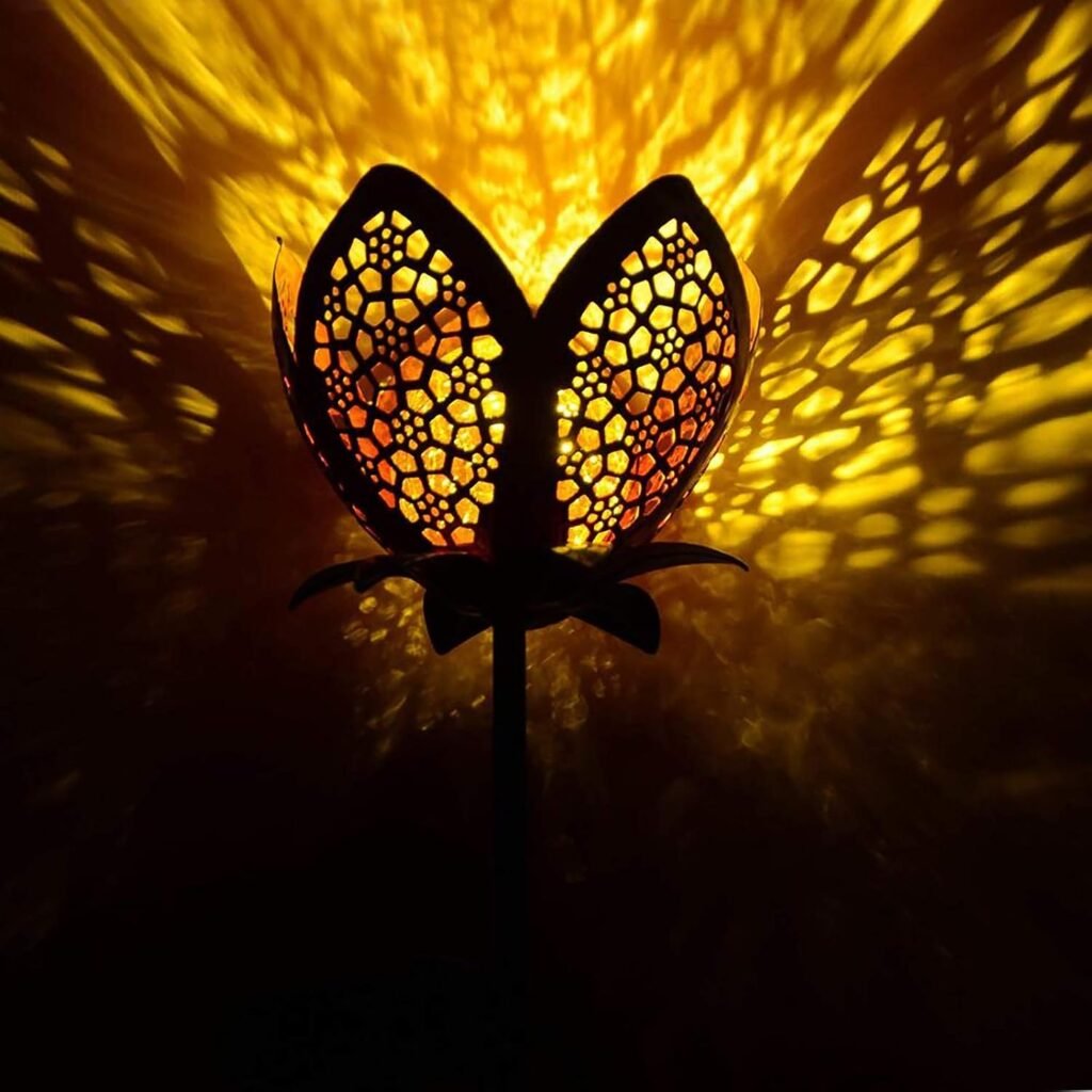 Waterdichte decoratieve tuinlampen met bloemenontwerp, set van 2, LED buitenverlichting