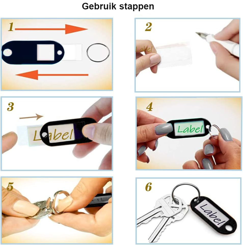 Kunststof sleutelhangers met sleutellabels voor organisatie en identificatie