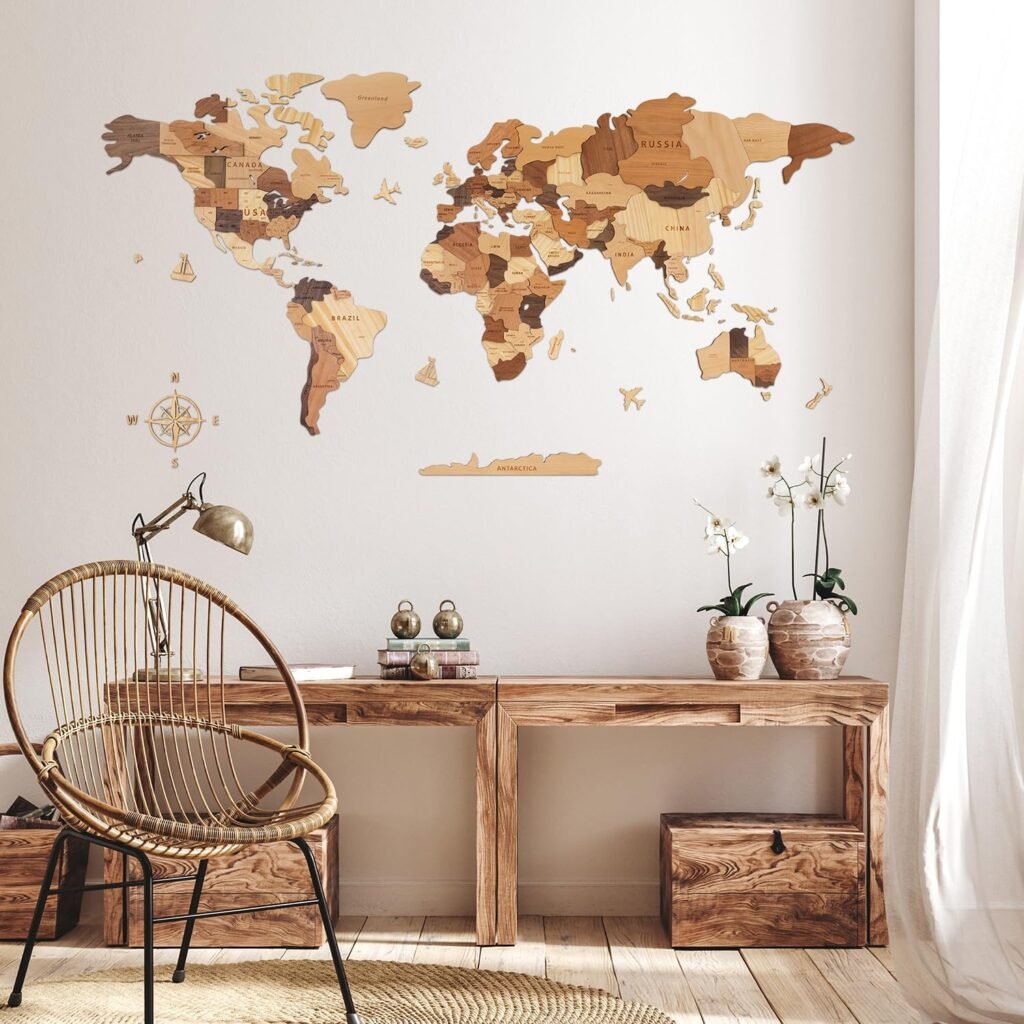 Wereldkaart muursticker meerkleurig zelfklevend vinyl 150 x 85 cm