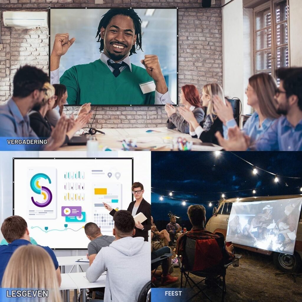 Projectiescherm 250 inch 16:9 voor thuisbioscoop, Full HD 3D 4K, opvouwbaar en draagbaar, 555 x 310 cm