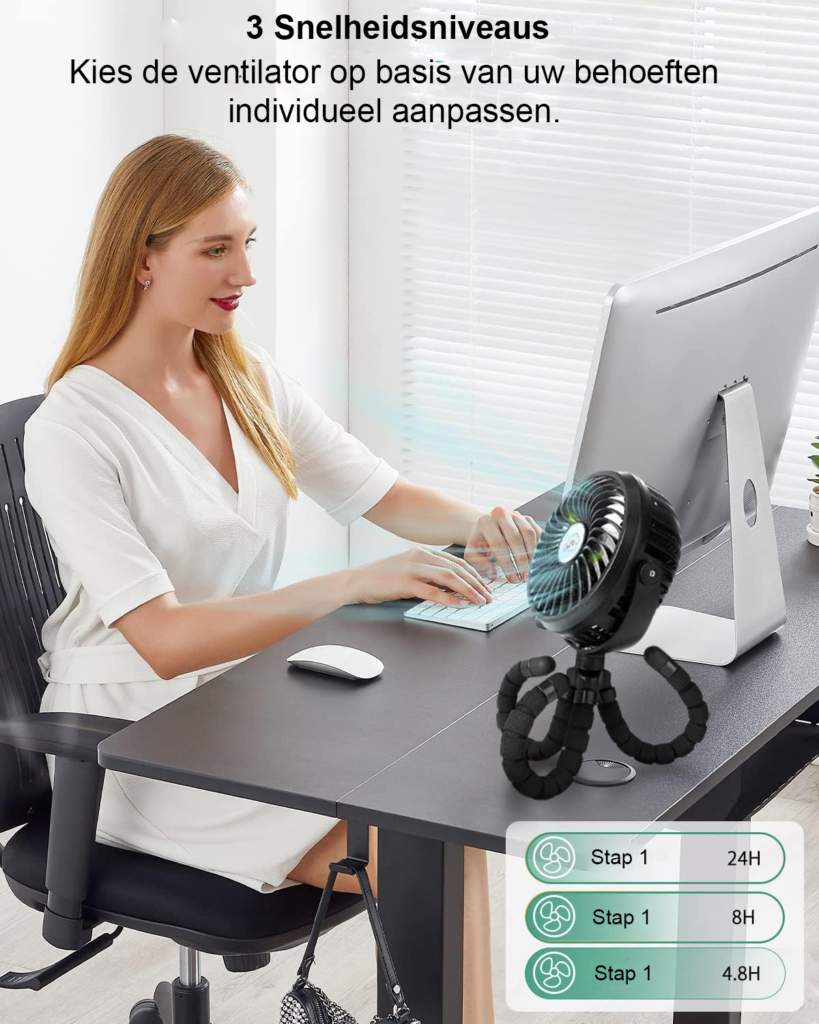 Verstelbare USB-ventilator voor stille en effectieve verkoeling met compact ontwerp en USB-aansluiting