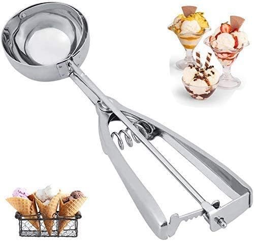 Roestvrijstalen cupcake schep met antisliphandvat, ijsschep met trigger, 4 cm cookie lepel