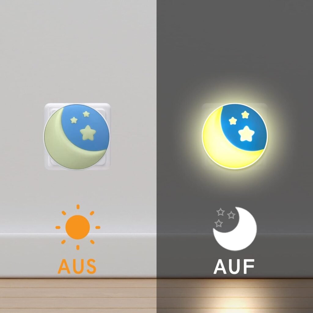 Maanmotief nachtlampje met schemersensor en zachte verlichting voor kinderen