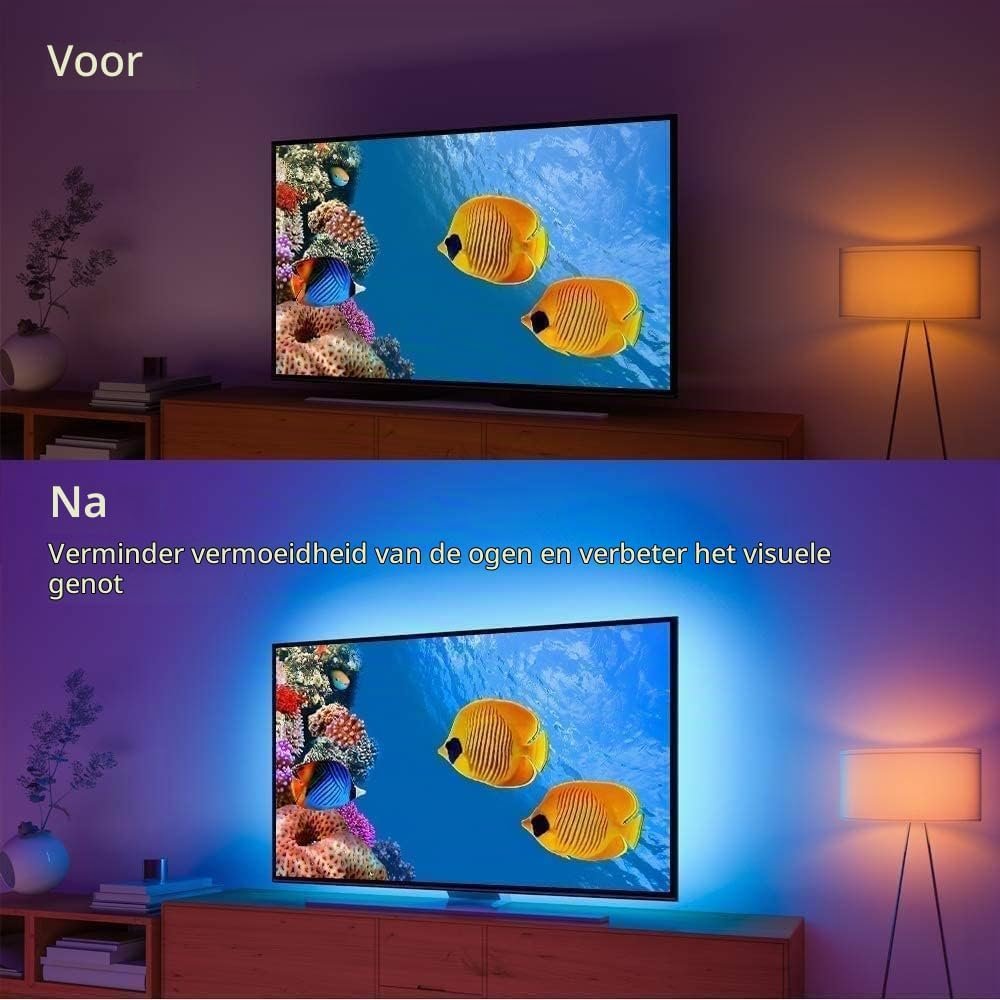 LED-stripverlichting USB voor TV, 3 meter, met afstandsbediening en synchronisatie, voor 45-60 inch TV