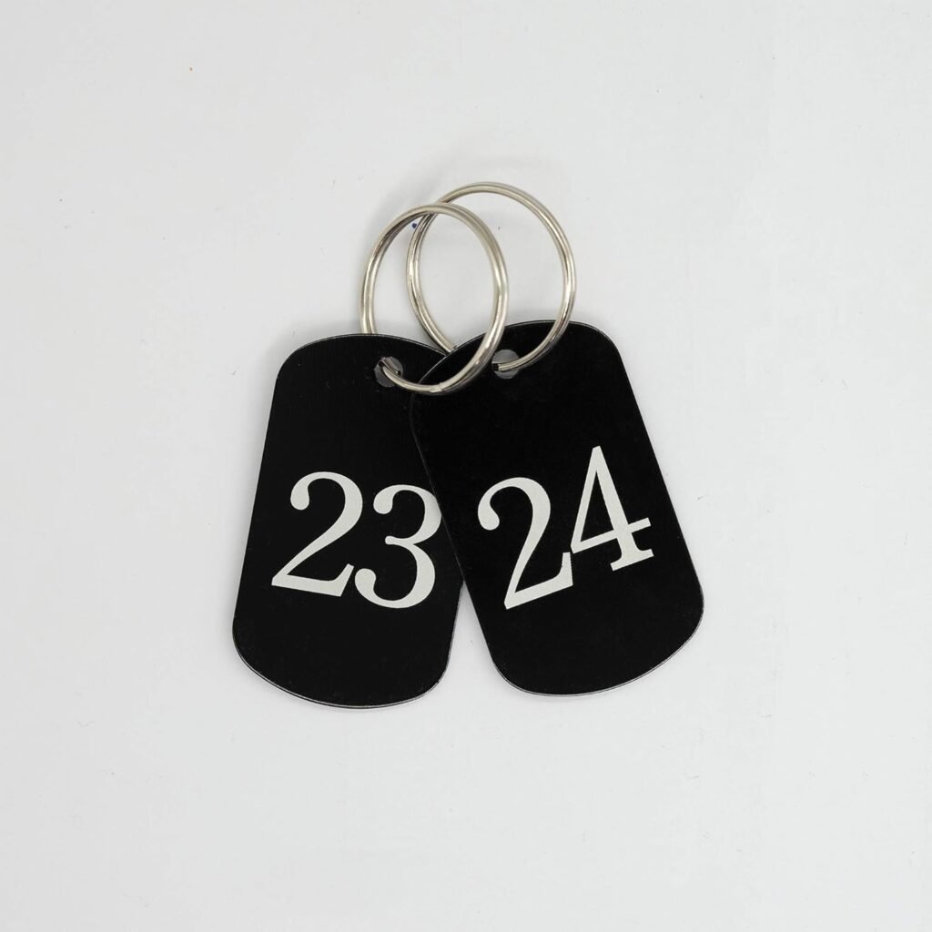 Aluminium gegraveerde nummerlabels en sleutelhangers voor organisatie en identificatie