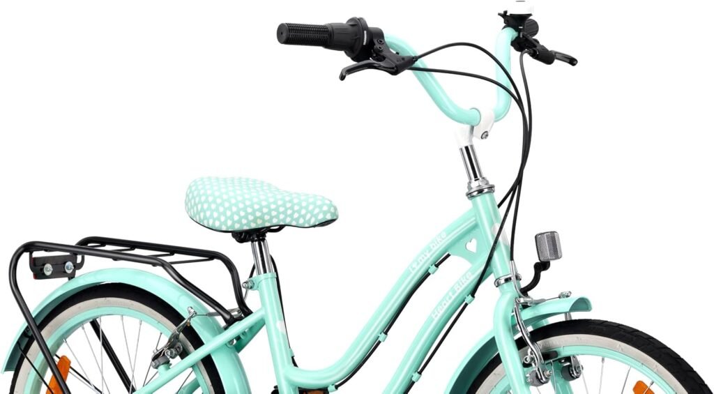Meisjesfiets 20 inch met 6 versnellingen, V-brake remmen, bagagedrager en reflectoren