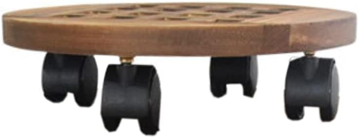 Houten plantenbak met wielen 25 cm bruin, 360 graden draaibaar, waterdicht voor binnen en buiten
