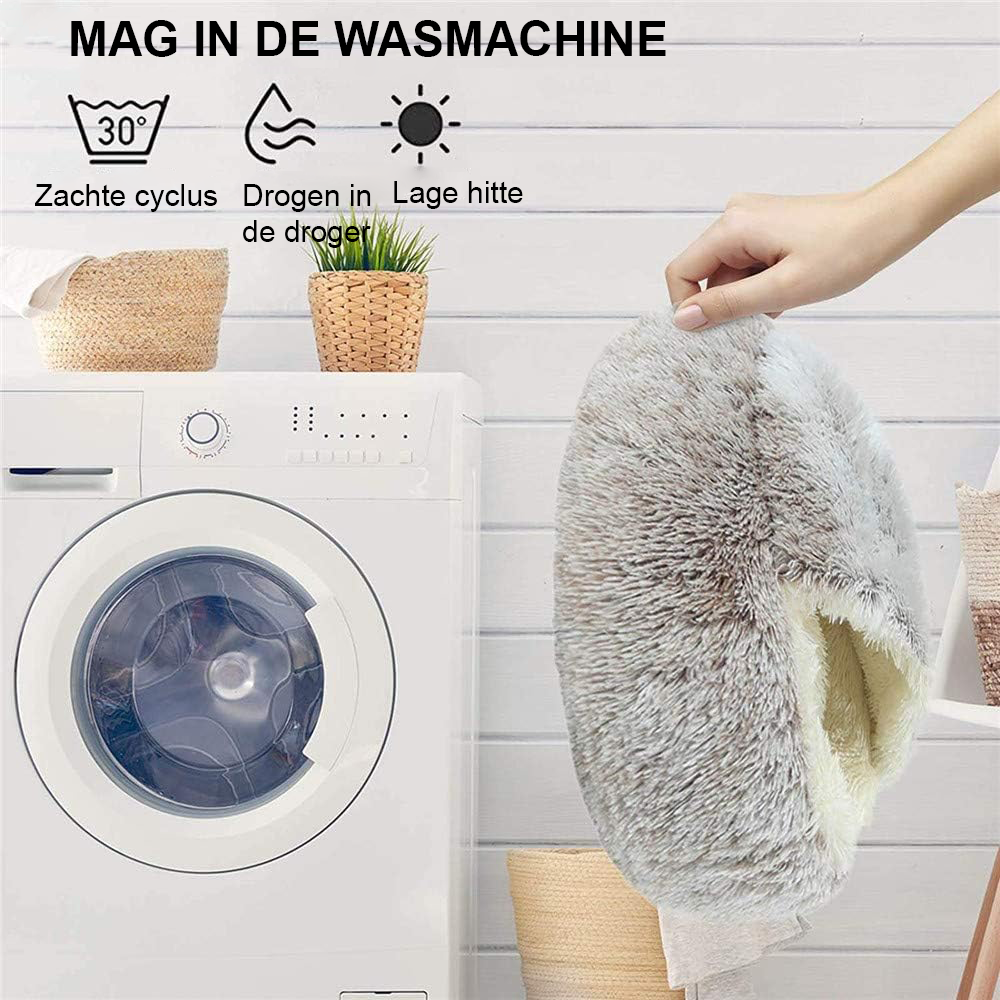 Koffiebruin kattenbed 50 cm met gravende functie en anti-slip onderkant