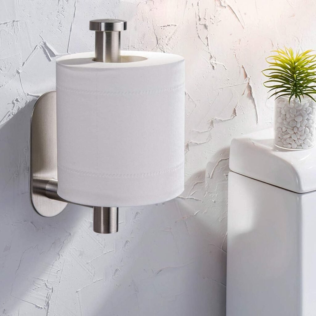 Zelfklevende toiletrolhouder van geborsteld roestvrij staal voor badkamer en toilet