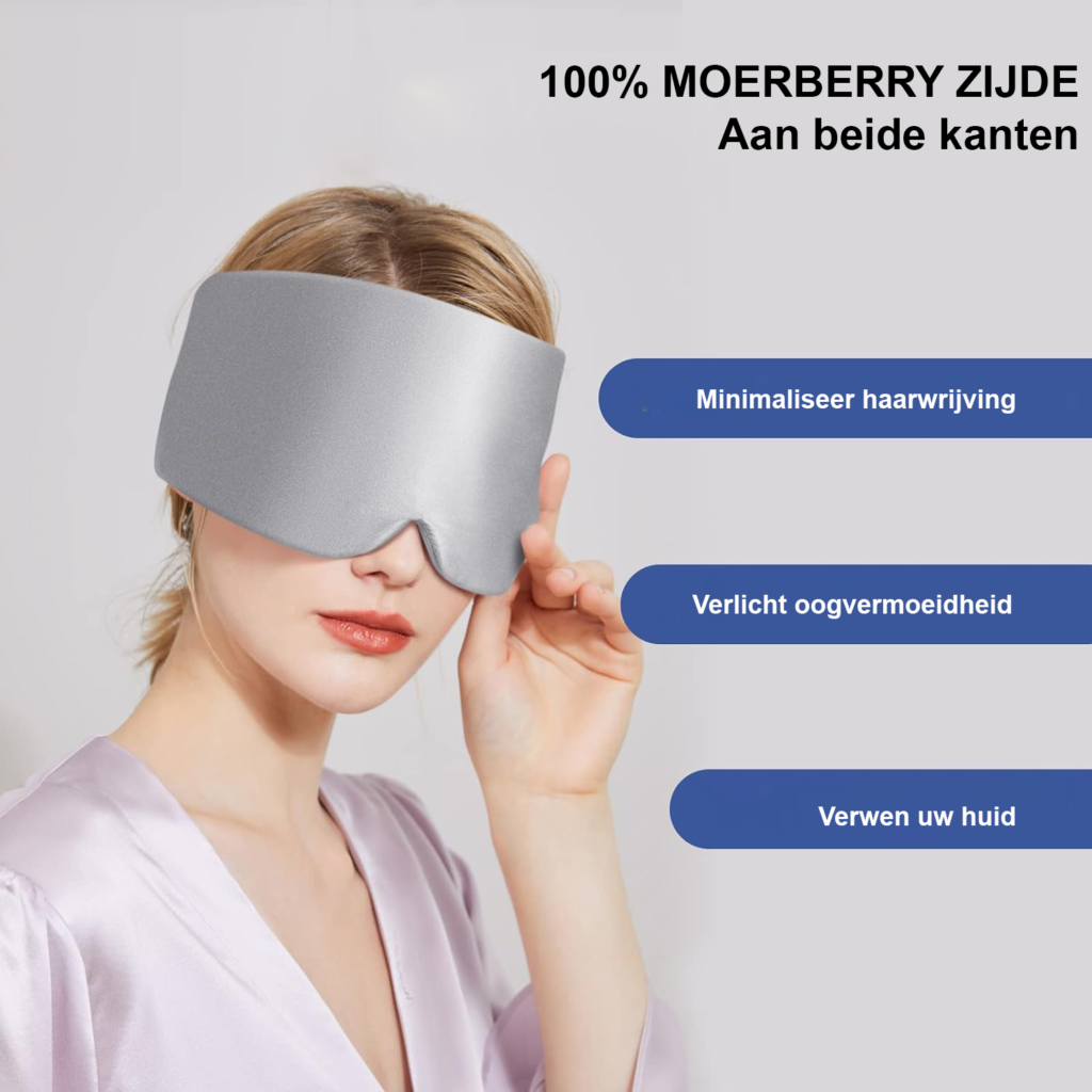 Zijden slaapmasker met verstelbare band voor comfortabele nachtrust en diepe slaap
