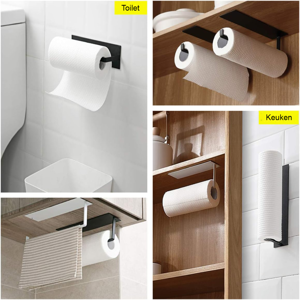 Keukenrolhouder voor wandmontage van roestvrij staal, ruimtebesparend keukenpapierrek voor keuken en toilet