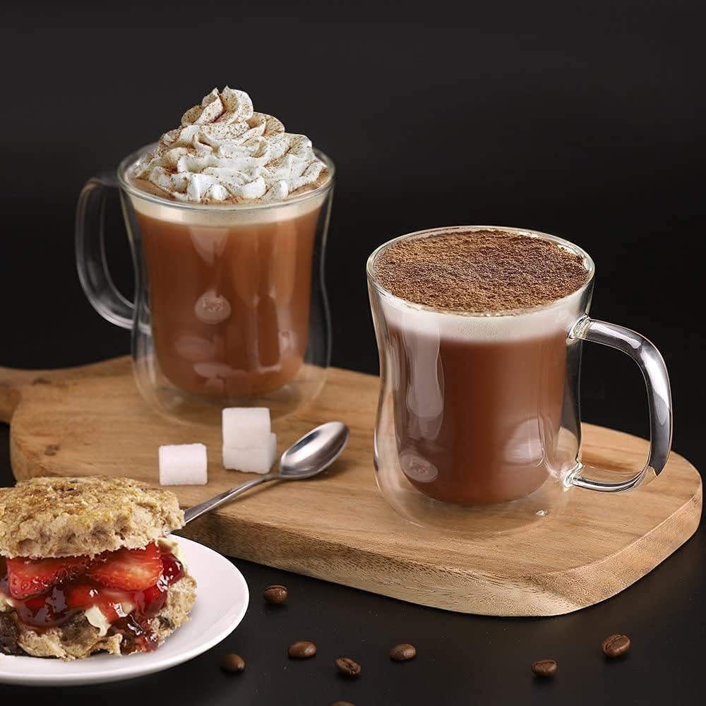 Dubbelwandige macchiatoglazen van borosilicaatglas 350 ml, set van 2 voor koffie en thee