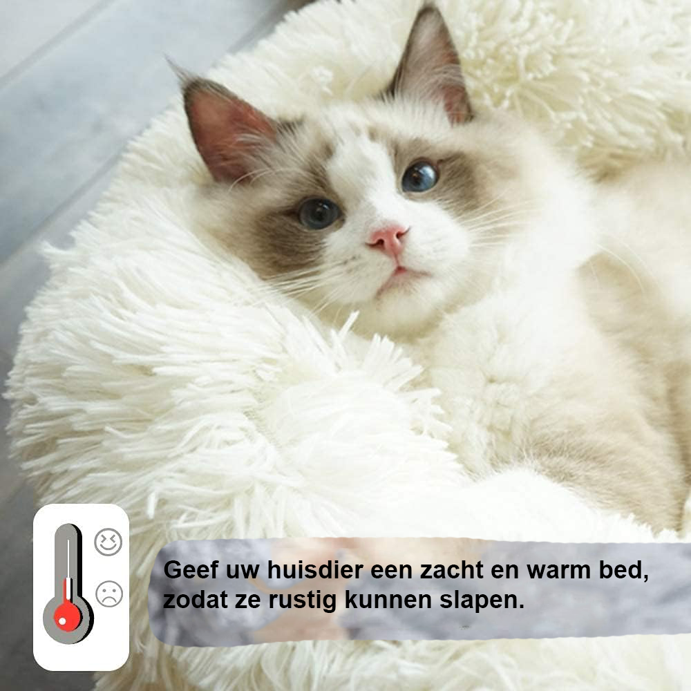 Pluche huisdierenbed voor katten en honden, comfortabel en makkelijk schoon te maken