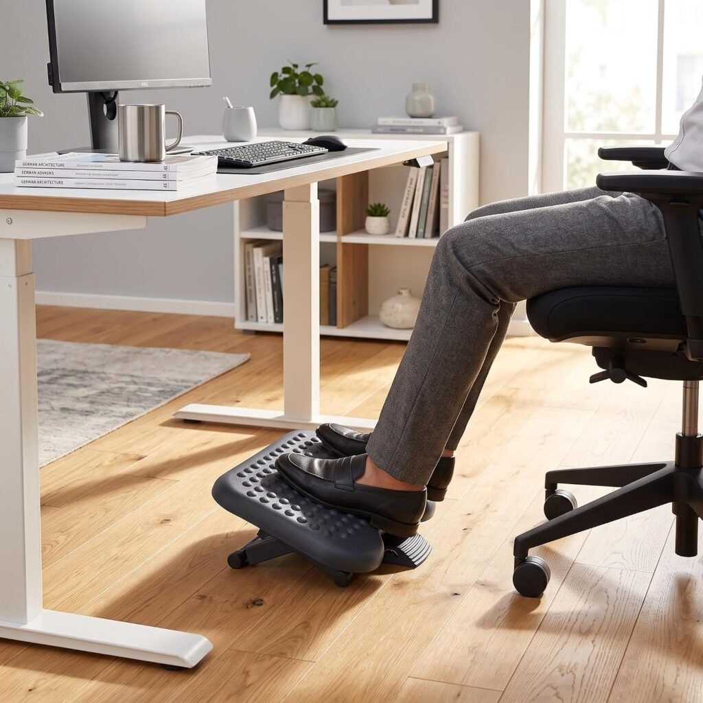 Verstelbare ergonomische voetensteun voor bureau met massagefunctie