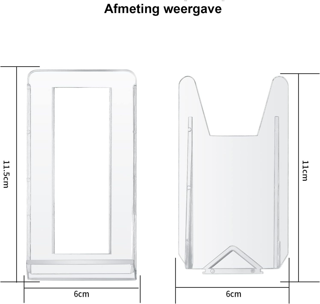 Transparante plaatshouders set van 8 kunststof displaystandaards voor decoratie en presentatie