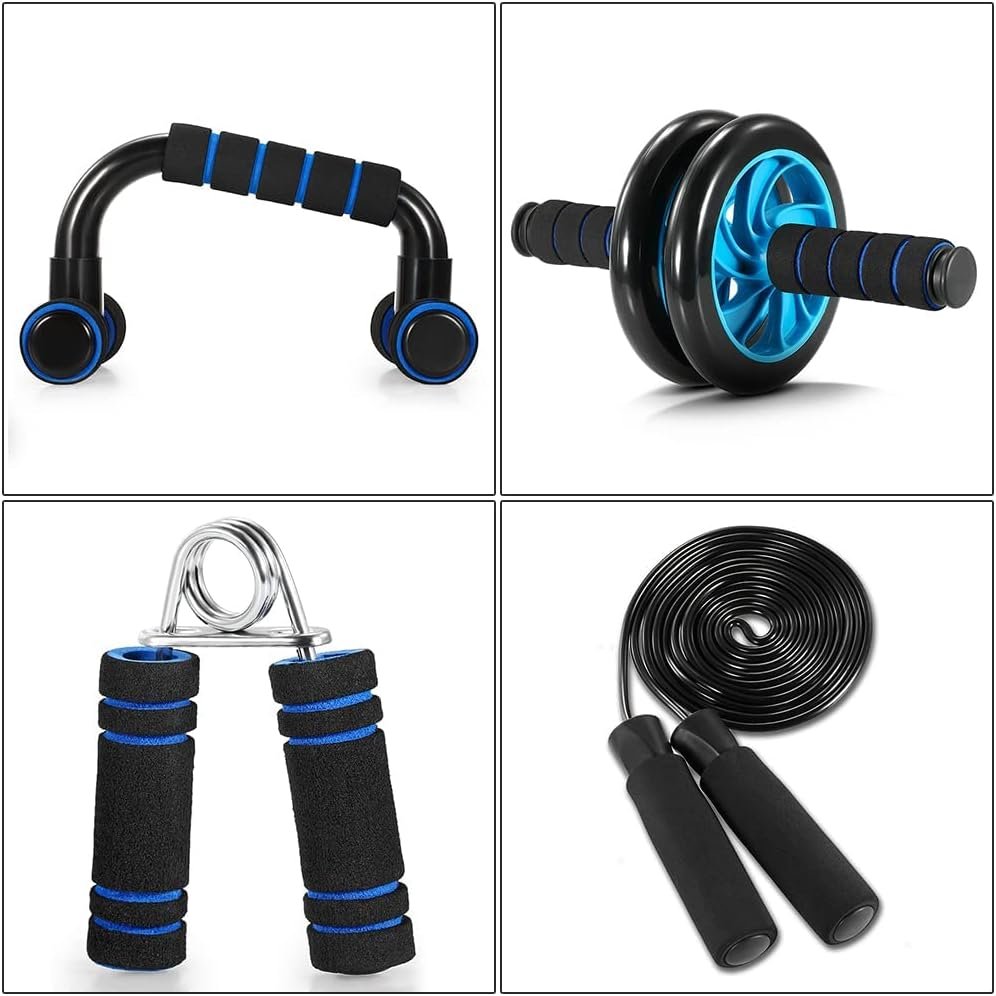 Fitness set voor buiktraining in grijs met kniebeschermers voor core training