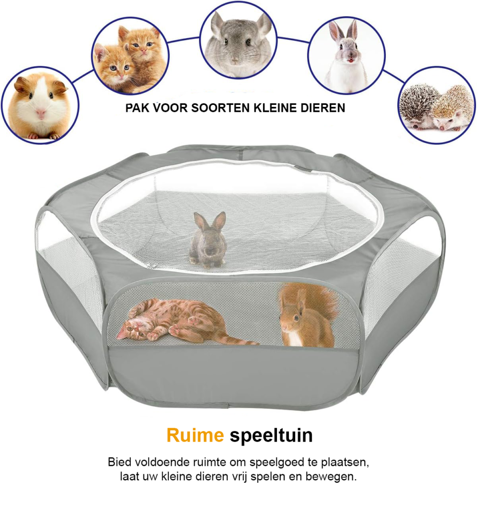 Opvouwbare waterdichte konijnenren voor konijnen, cavia's en chinchilla's binnen en buiten