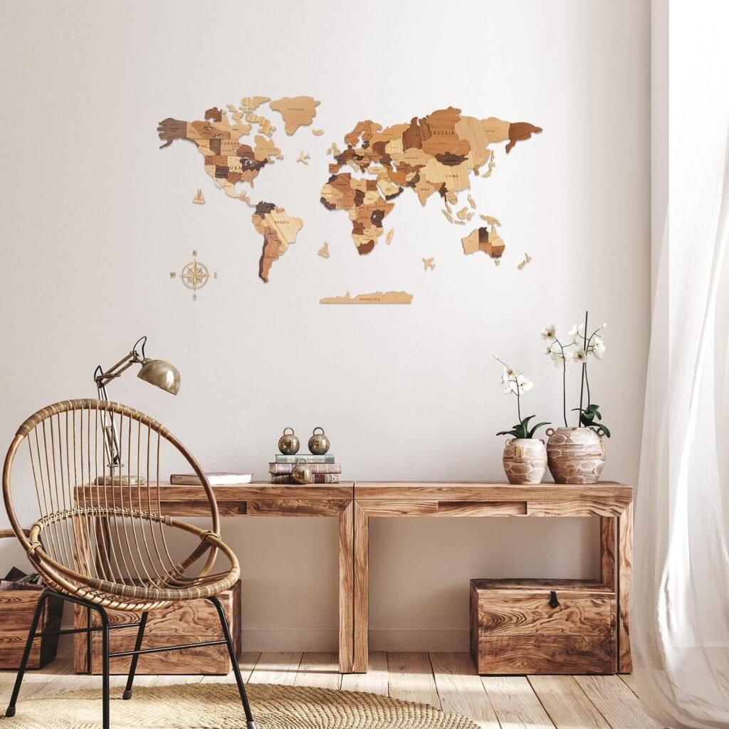 Wereldkaart muurschildering van zelfklevend vinyl voor educatieve wanddecoratie in woonkamer, slaapkamer of kantoor