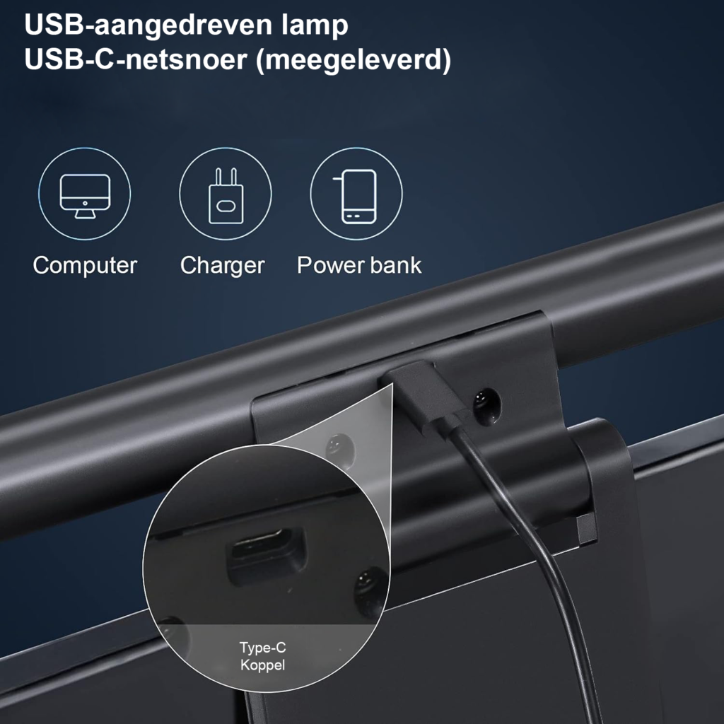 Dimbare computer monitorverlichting met USB en aanpasbare kleurtemperatuur