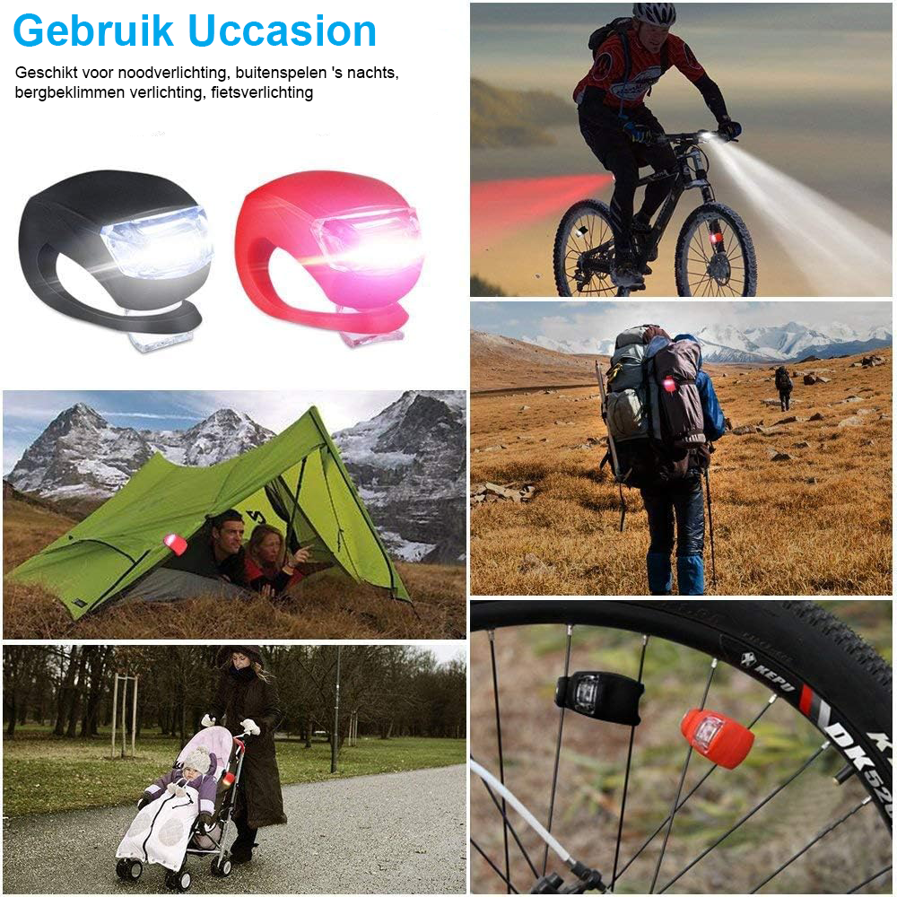 Silicone LED fietslampjes set USB oplaadbaar voor stads- en mountainbikes
