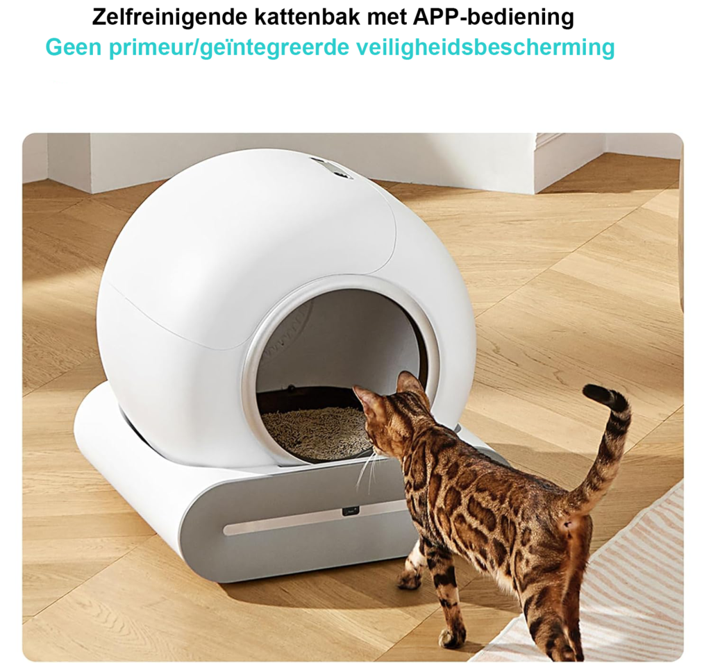 Automatische kattenbak met zelfreinigend zeefsysteem en app – 65 liter