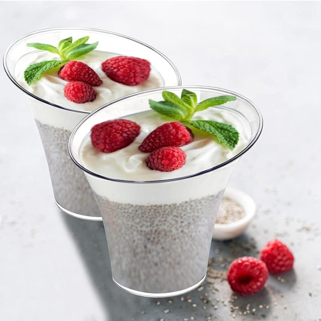 Transparante herbruikbare plastic dessertbekers set van 50 voor ijs, mousse en pudding
