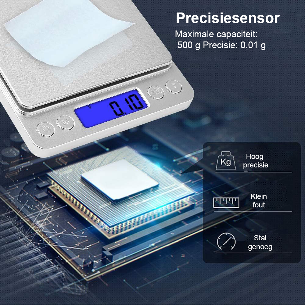 Digitale precisieweegschaal tot 200 g met LCD-display, voor sieraden en kruiden