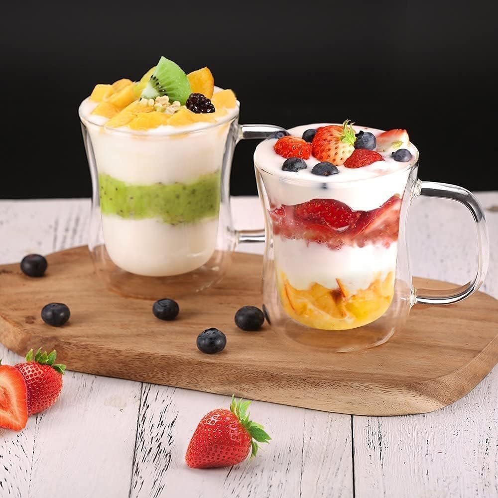 Dubbelwandige macchiatoglazen van borosilicaatglas 350 ml, set van 2 voor koffie en thee