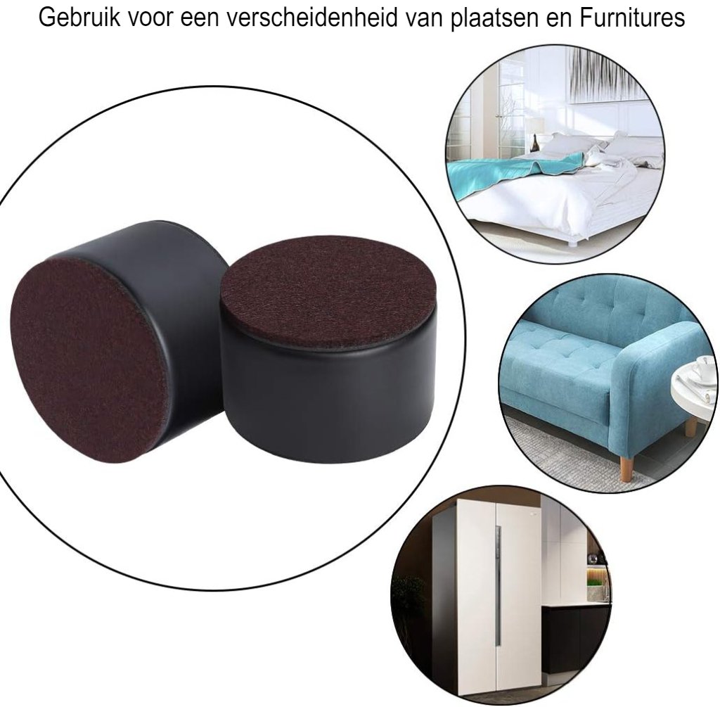 Verstelbare meubelverhogers van koolstofstaal, set van 4 met zelfklevend ontwerp voor extra opbergruimte
