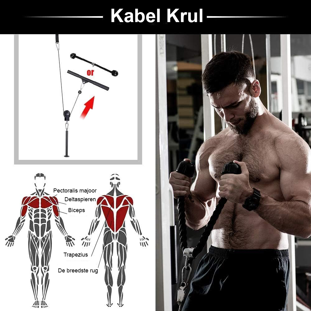 Fitness kabelsysteem met lat pulley voor armkrachttraining thuis