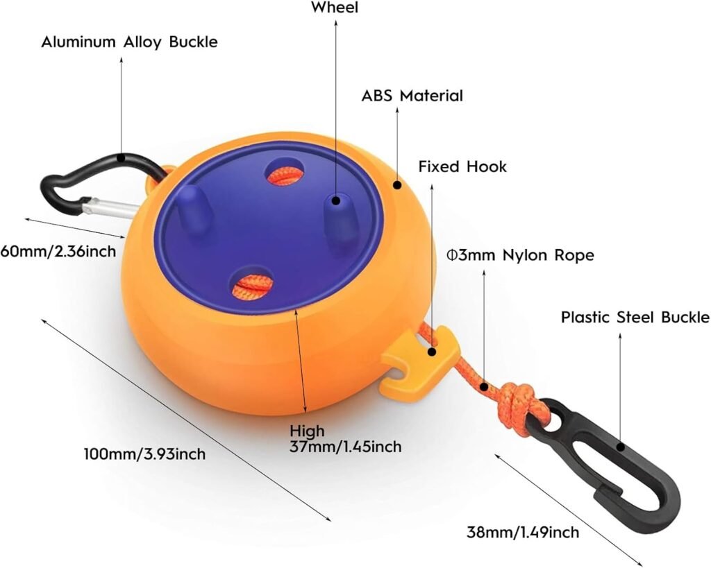 Intrekbare Waslijn - Draagbare Drooglijn voor Binnen en Buiten - Compact en Ruimtebesparend - Oranje, Kunststof, 10,9 x 8 x 4,7 cm