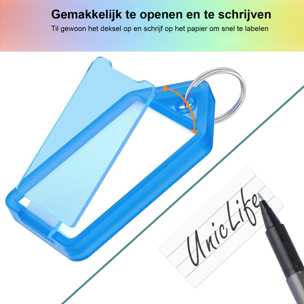 Sleutellabels Set van 20 - Sleutelhangers met Papieren Labels - Transparante Hoesjes - Sleutel Identificatie en Organisatie