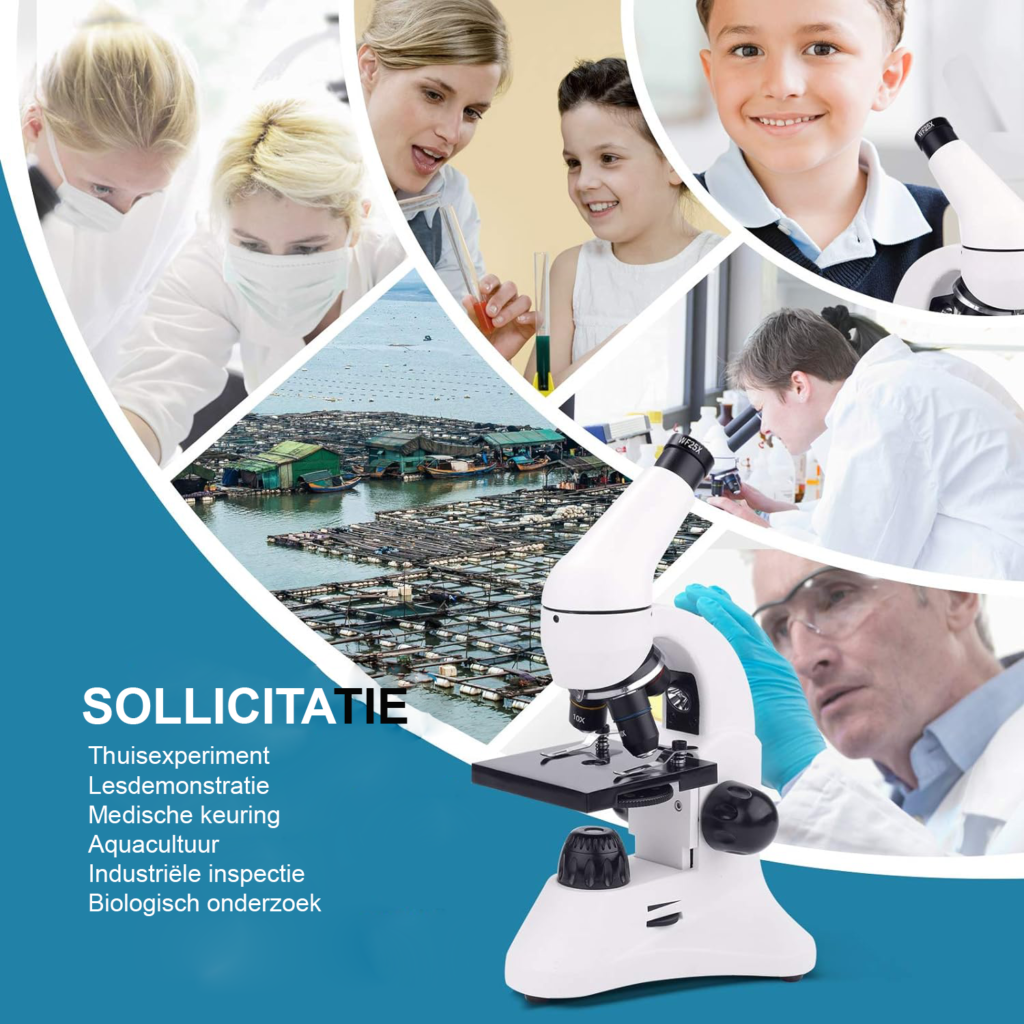 40X-2000X microscoop voor kinderen en professionals met dubbele LED-verlichting en variabele vergroting