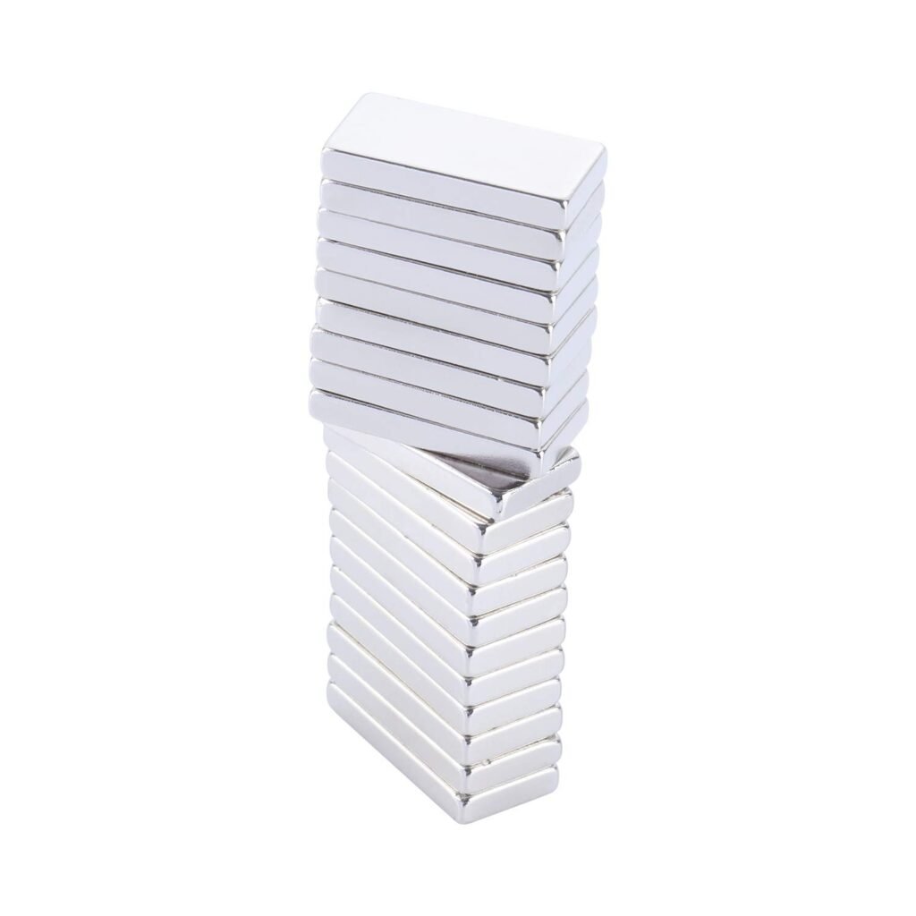 Mini magneten set - rechthoekige staafmagneten 20 x 10 x 2 mm voor whiteboard en koelkast - 20 stuks