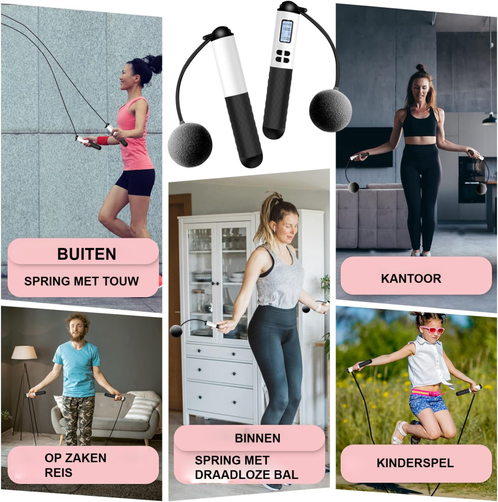 Springtouw met weerstandsbanden en calorieënteller