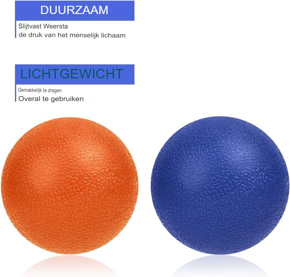 Fascia massagebal set 2 stuks met stekels voor voeten, rug, nek en handen
