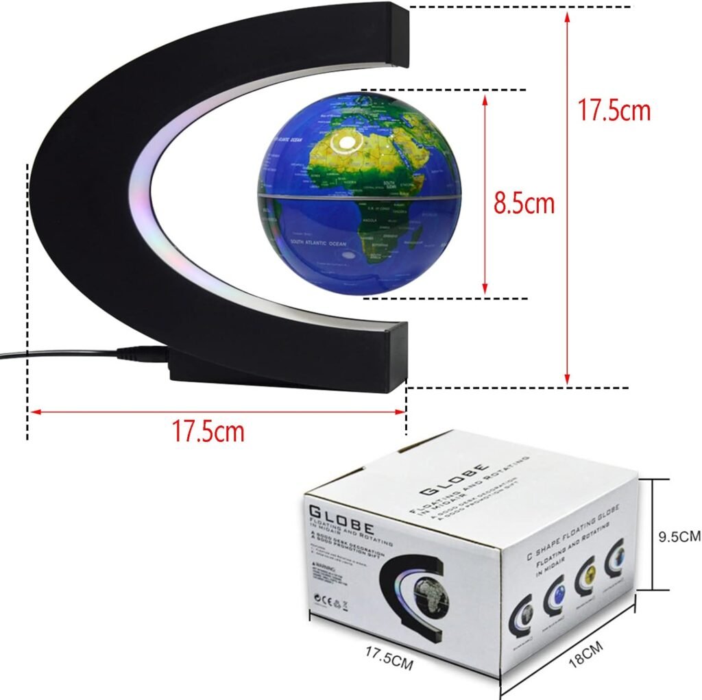 Zwevende wereldbol met verlichting en magnetische levitatie