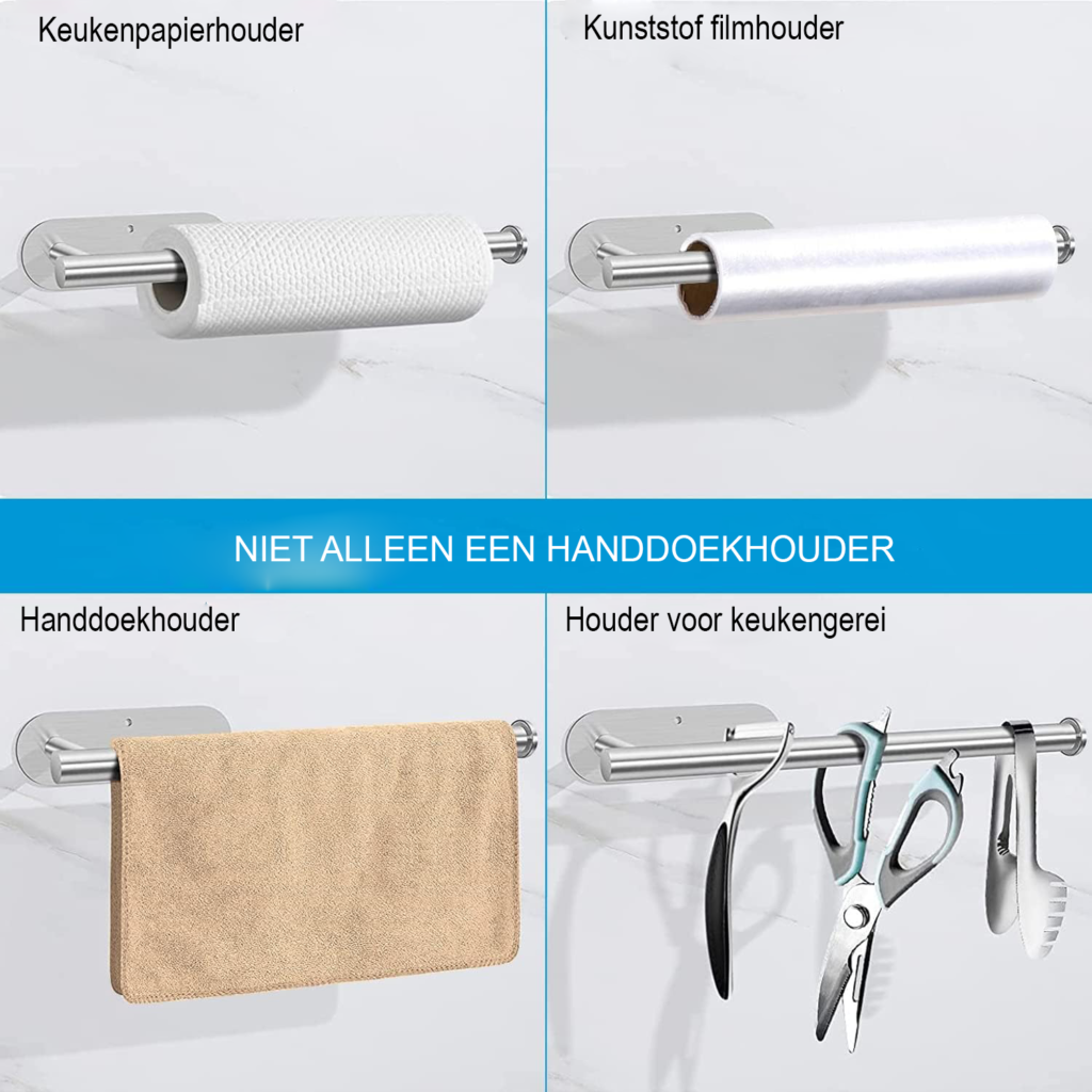 Hangende keukenrolhouder met zelfklevende wandmontage