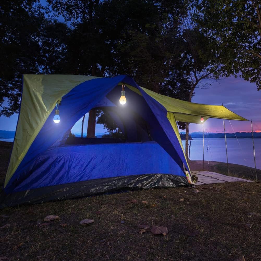 Set van 6 LED campinglampen met karabijnhaak, draagbare tentlampen en noodverlichting voor kamperen en stroomstoringen